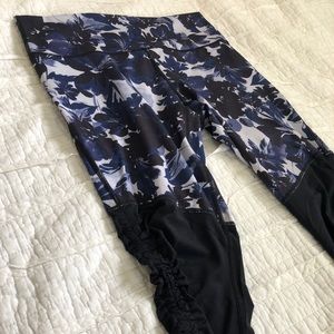 NWT Fabletics Black/Floral Mesh Workout Pants